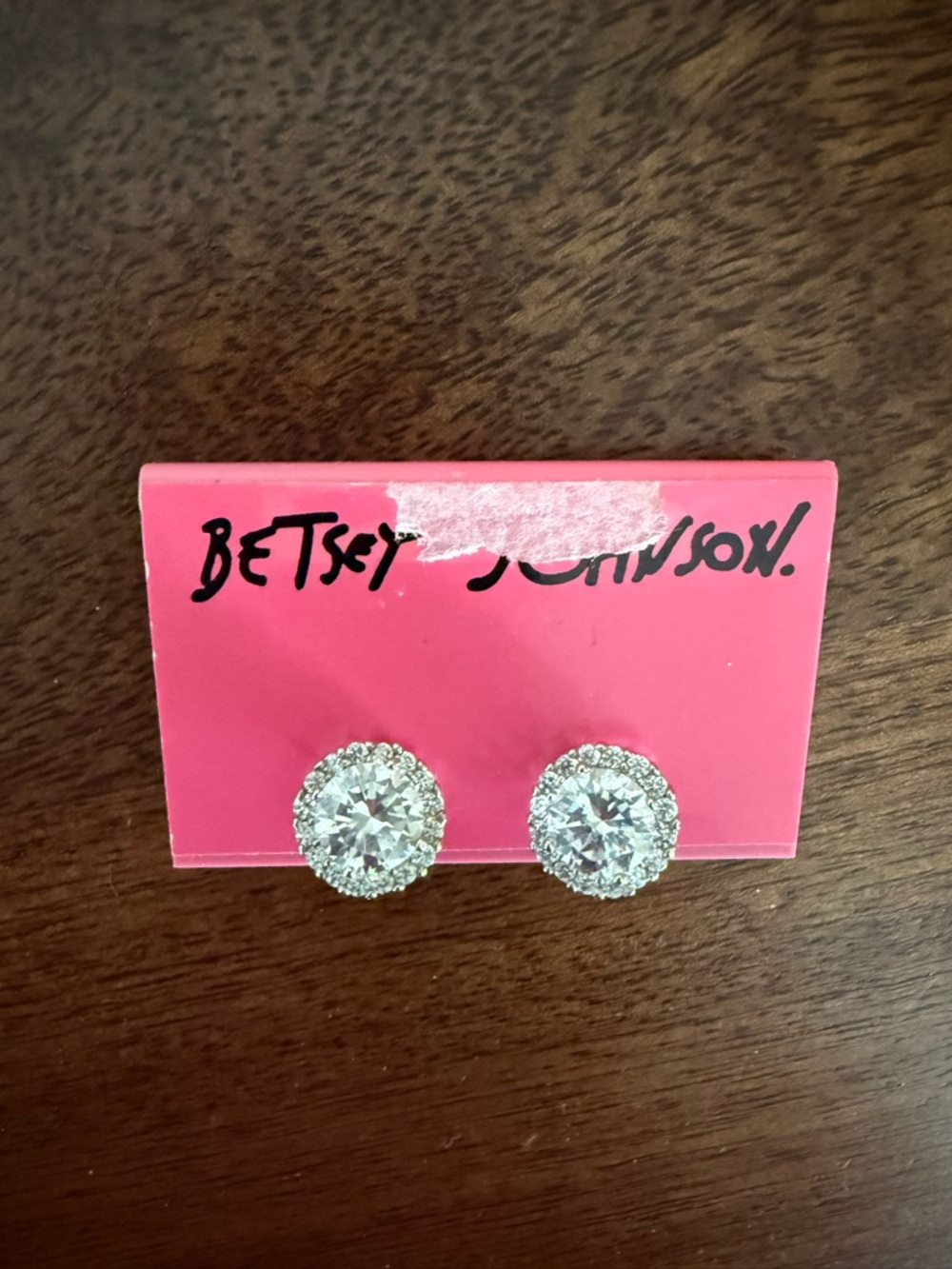 Betsey Johnson Clear Crystal Halo Stud Earrings